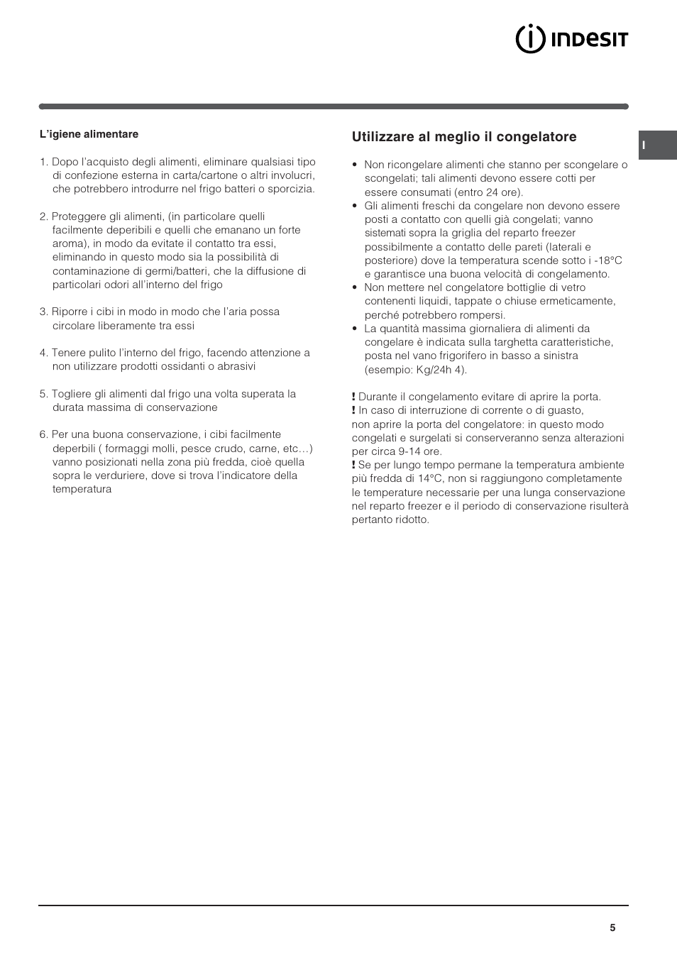 Utilizzare al meglio il congelatore | Indesit IN SZ 2311 User Manual | Page 5 / 40