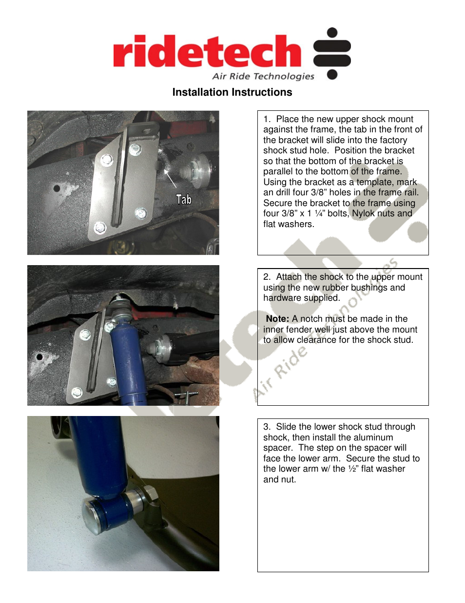 Ridetech 11330600 User Manual | Page 2 / 2