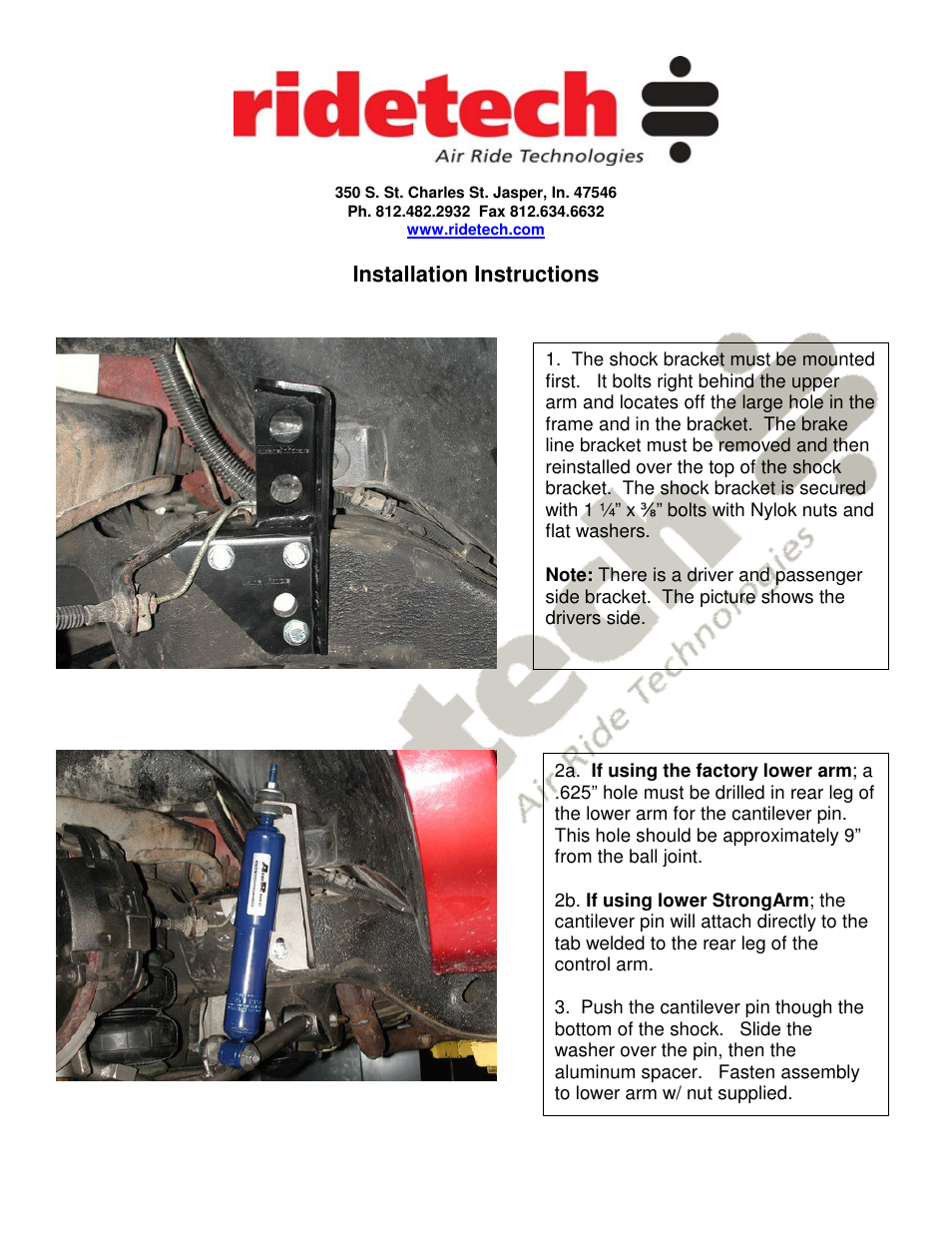 Installation instructions | Ridetech 11320500 User Manual | Page 2 / 2