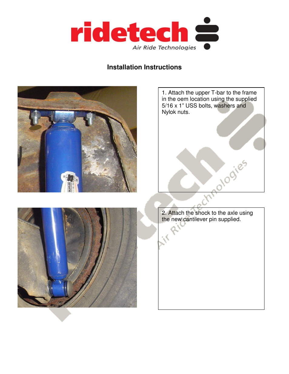 Ridetech 11310700 User Manual | Page 2 / 2