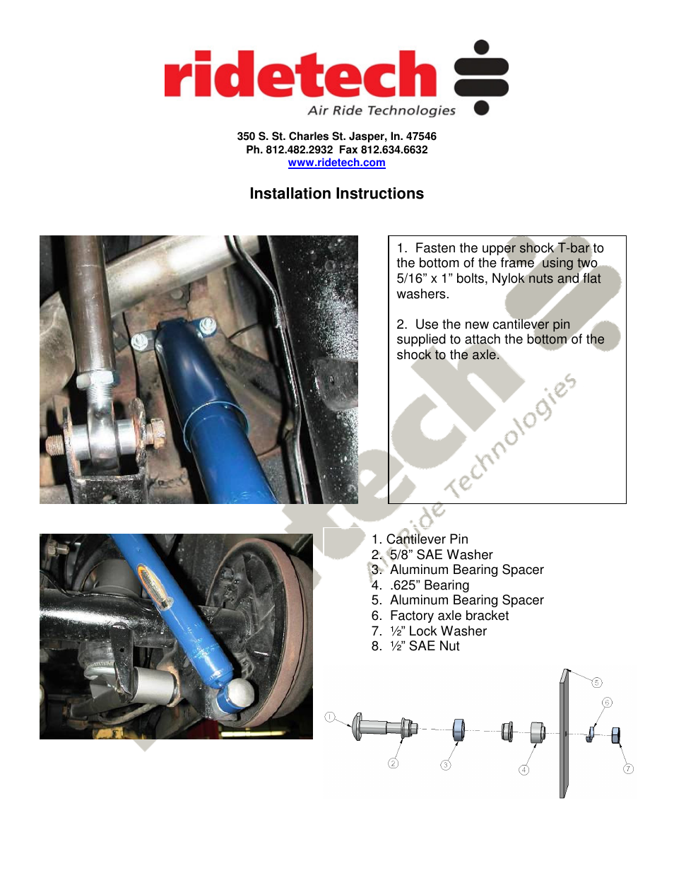 Installation instructions | Ridetech 11280701 User Manual | Page 2 / 2