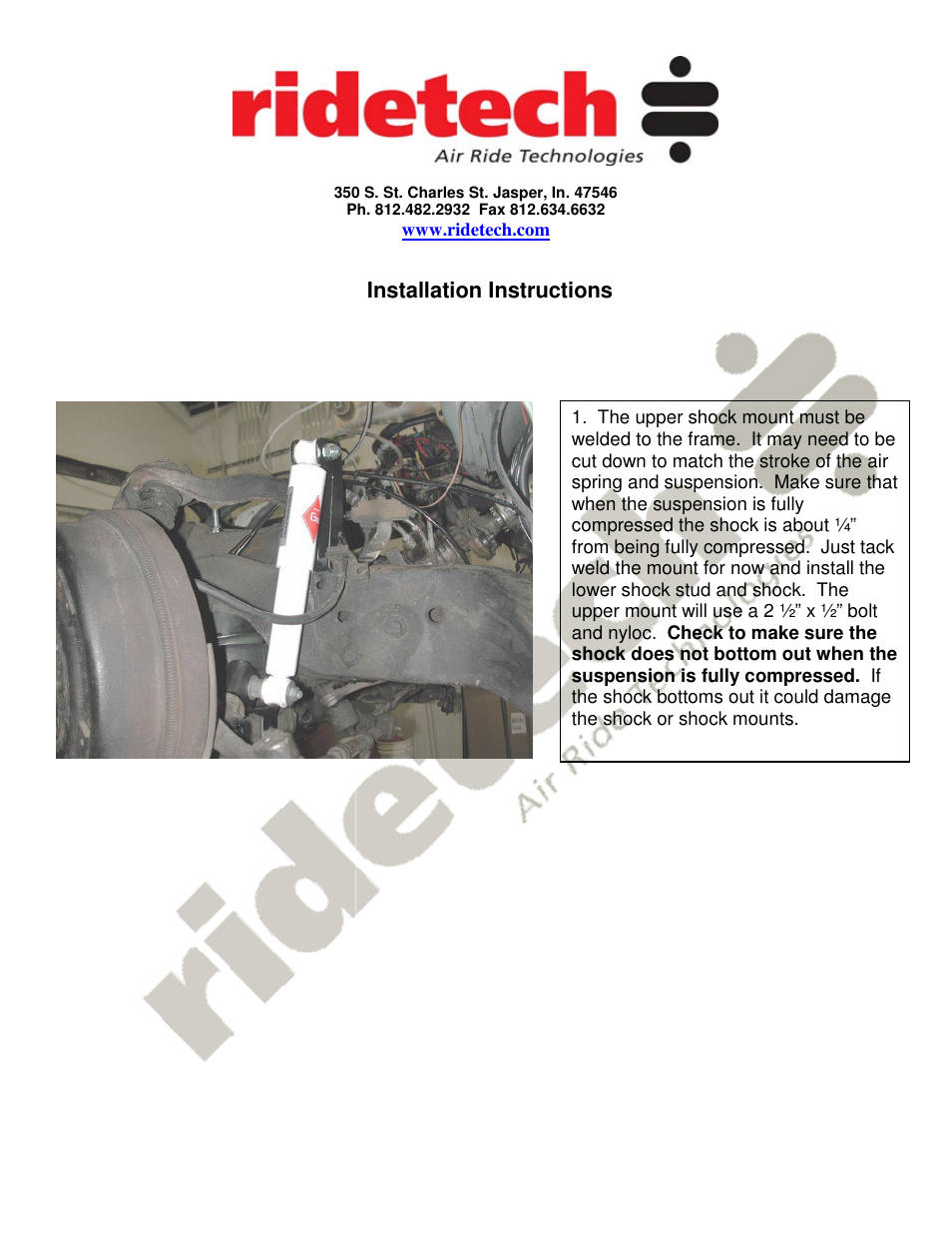 Ridetech 11280500 User Manual | Page 2 / 2