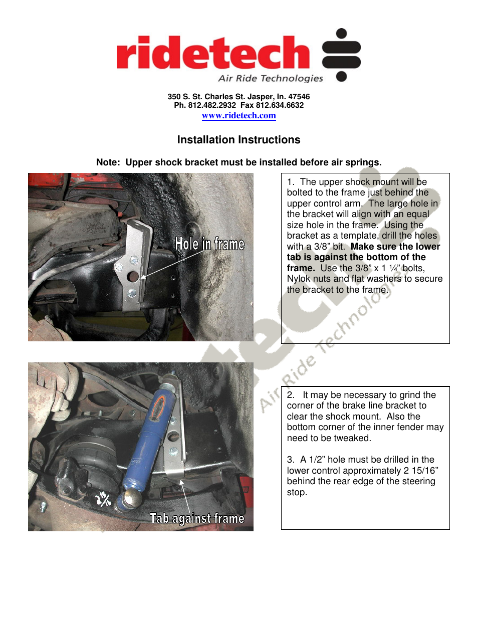 Ridetech 11170500 User Manual | Page 2 / 3