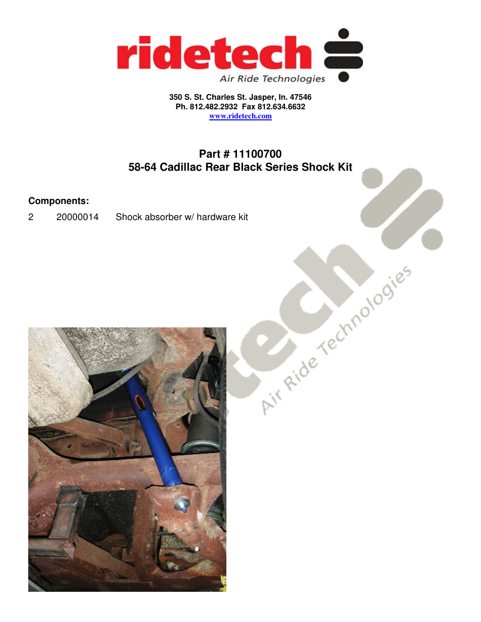 Ridetech 11100700 User Manual | 1 page