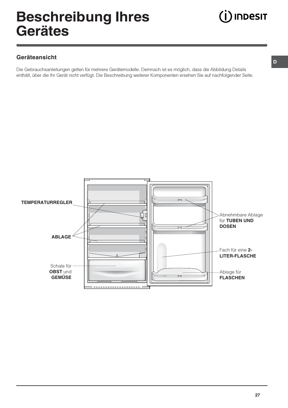 Beschreibung ihres gerätes | Indesit IN S 1611 User Manual | Page 27 / 56