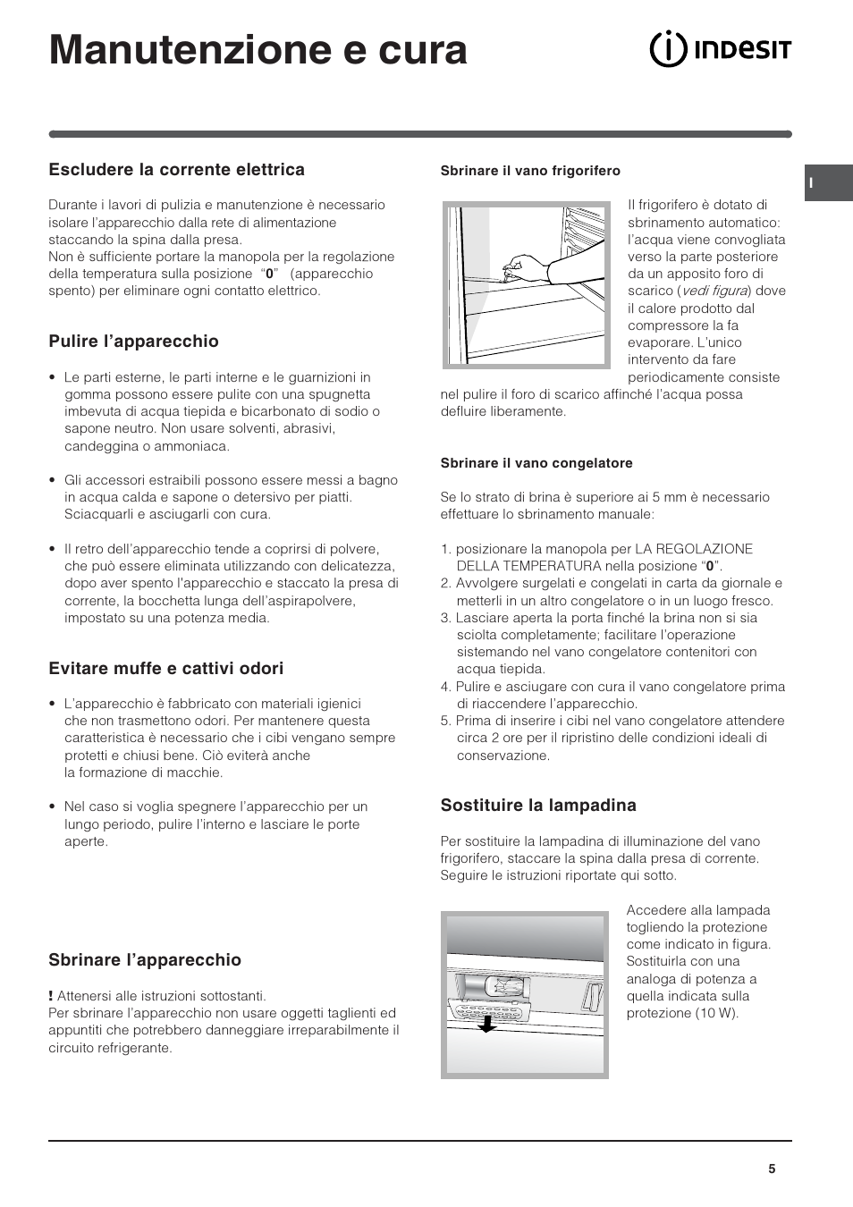 Manutenzione e cura | Indesit TFAA 1 G User Manual | Page 5 / 48