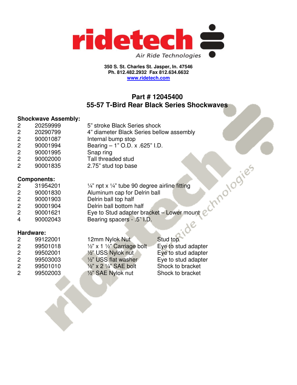 Ridetech 12045400 User Manual | 3 pages