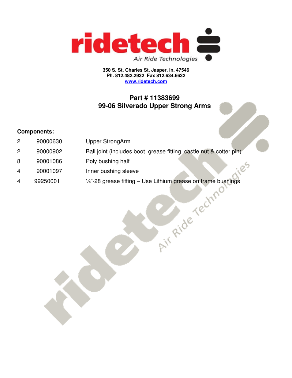 Ridetech 11383699 User Manual | 3 pages