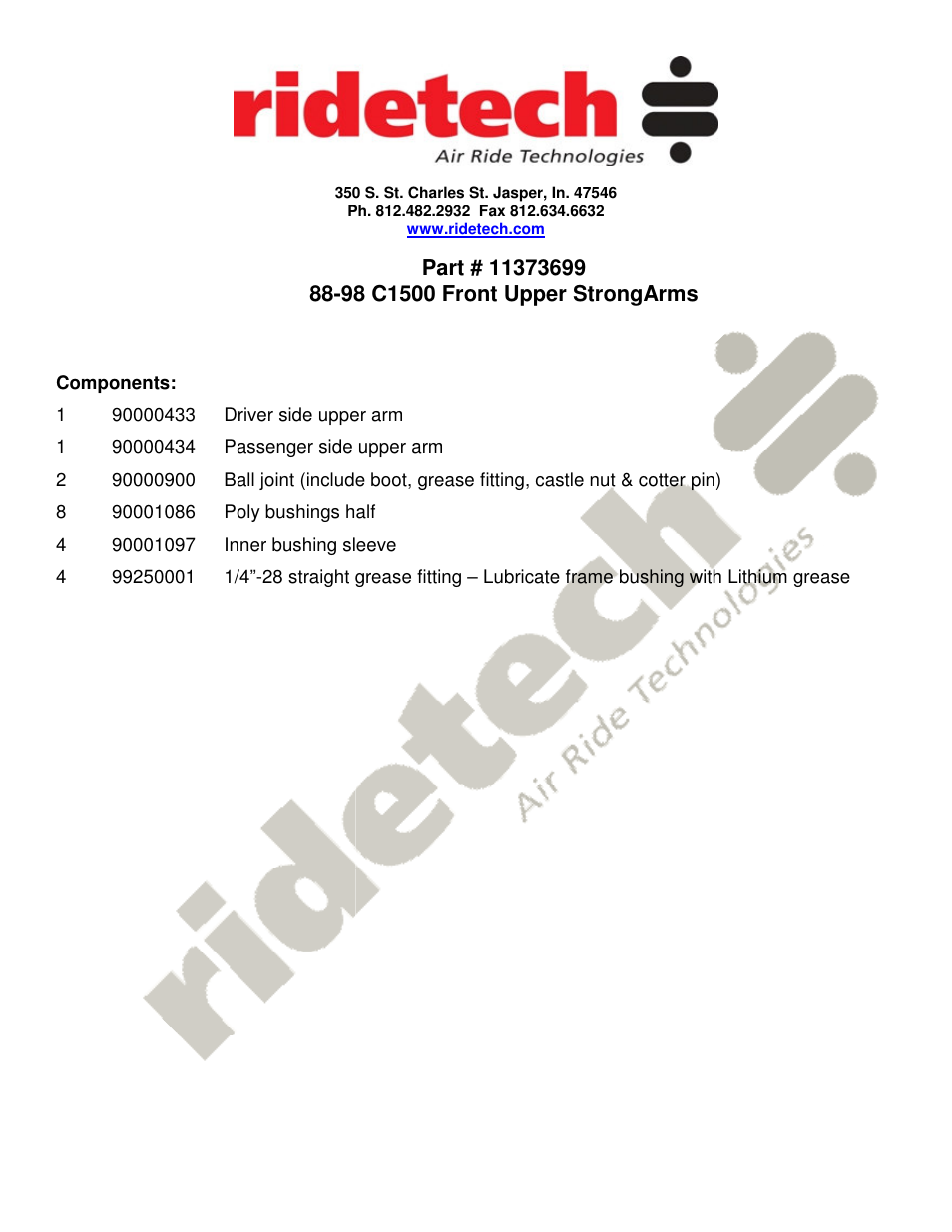 Ridetech 11373699 User Manual | 3 pages