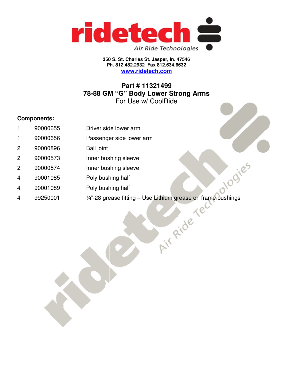 Ridetech 11321499 User Manual | 3 pages