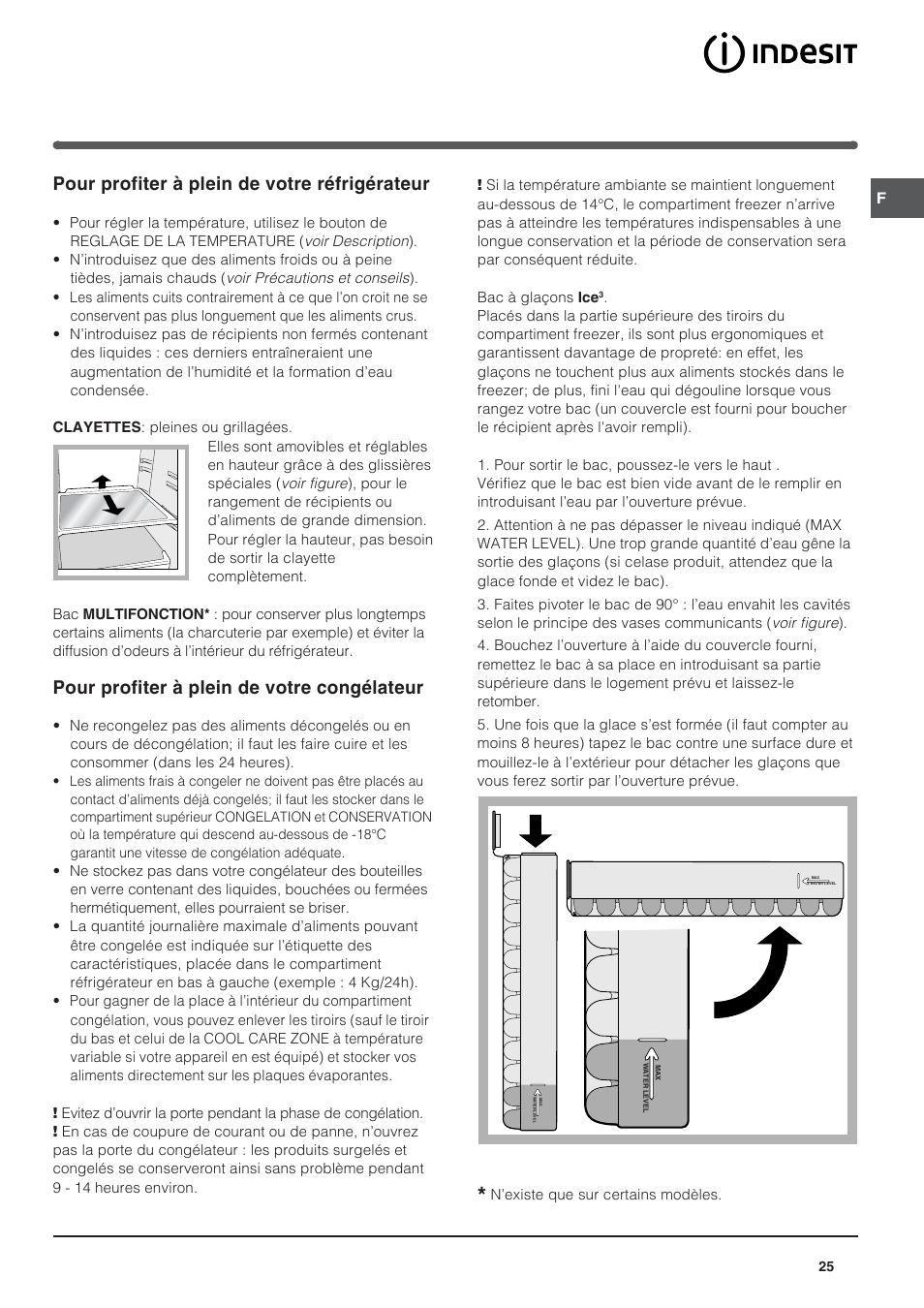 Pour profiter à plein de votre réfrigérateur, Pour profiter à plein de votre congélateur | Indesit BAAN 10 User Manual | Page 25 / 72