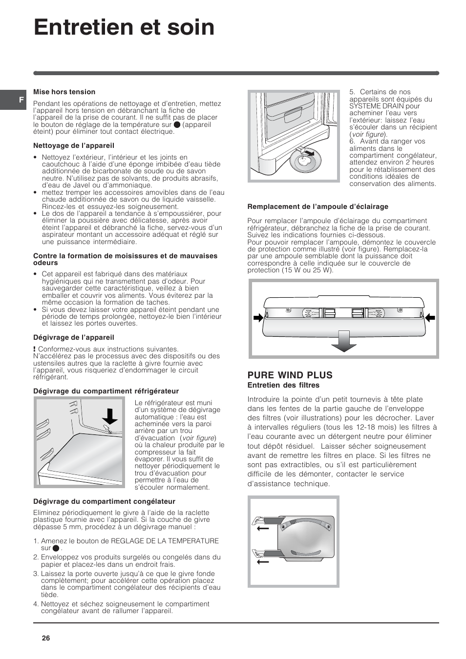 Entretien et soin, Pure wind plus | Indesit BAAN 10 User Manual | Page 26 / 72
