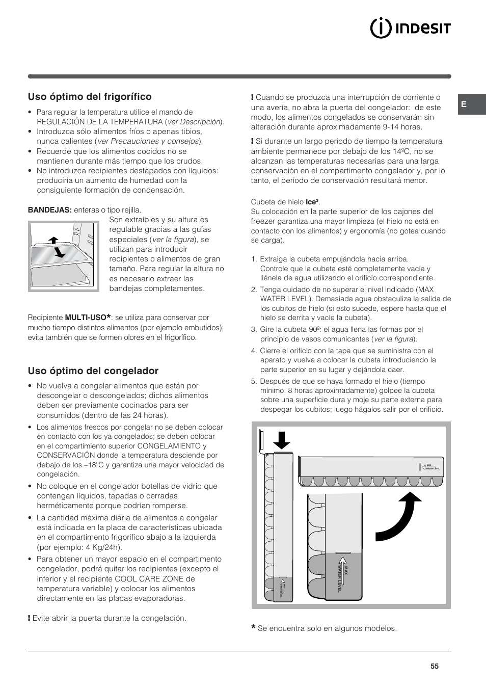 Uso óptimo del frigorífico, Uso óptimo del congelador | Indesit BAAN 10 User Manual | Page 55 / 72