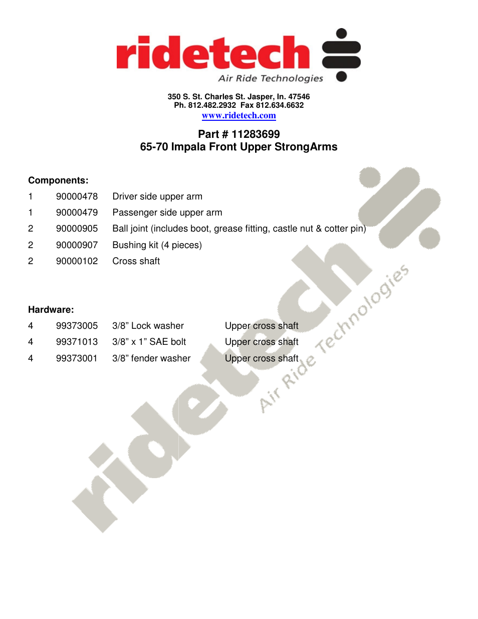 Ridetech 11283699 User Manual | 3 pages