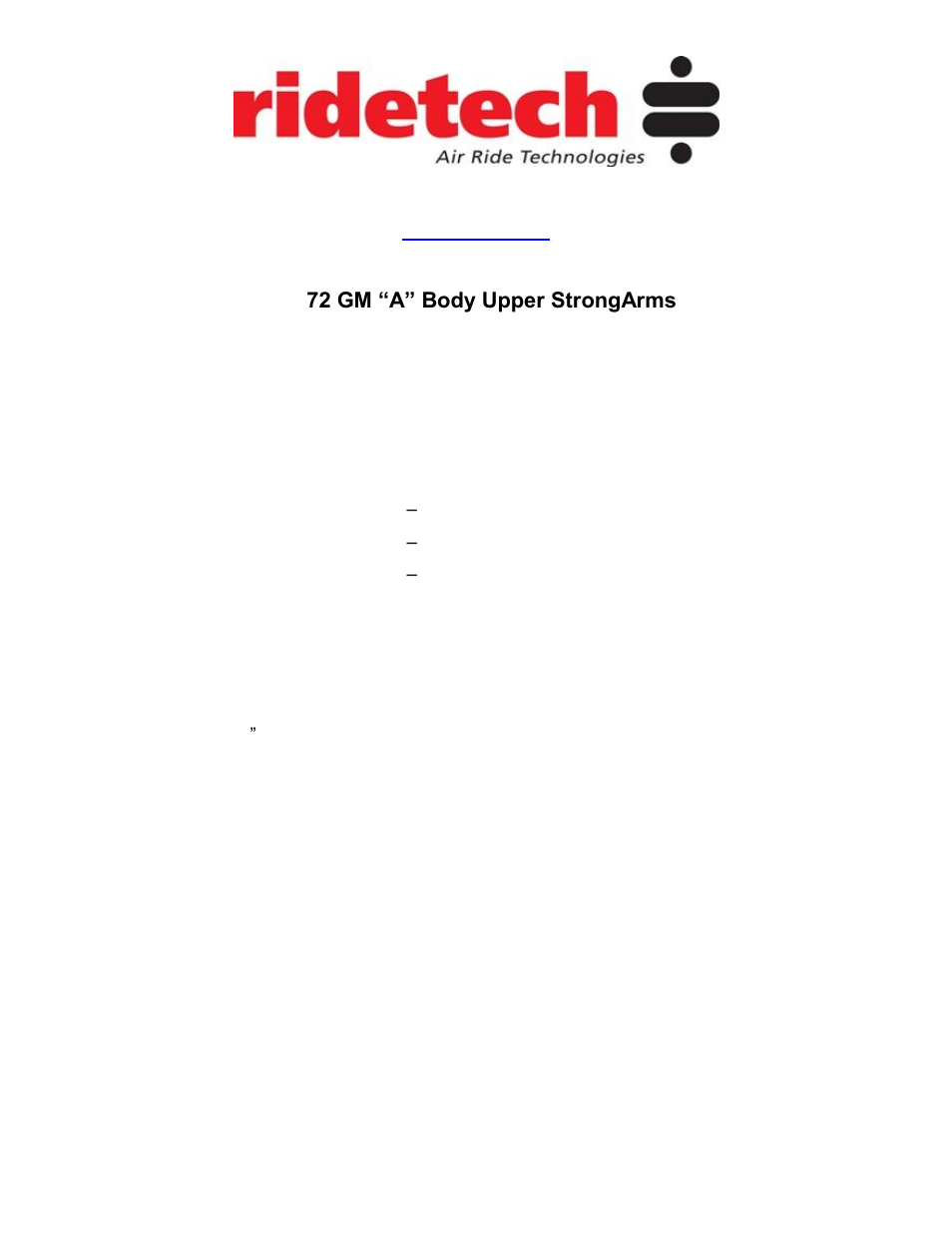 Ridetech 11223699 User Manual | 4 pages