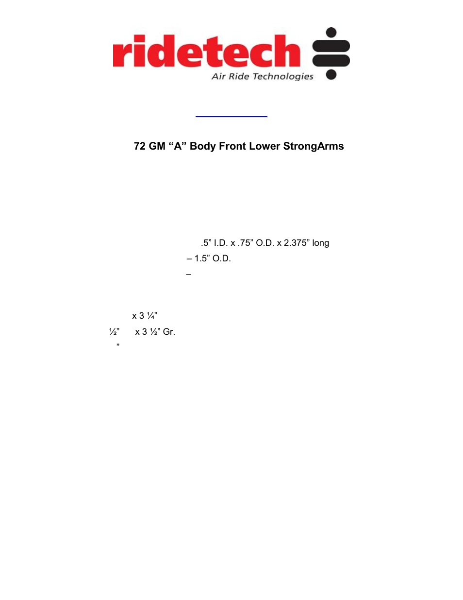 Ridetech 11222899 User Manual | 3 pages