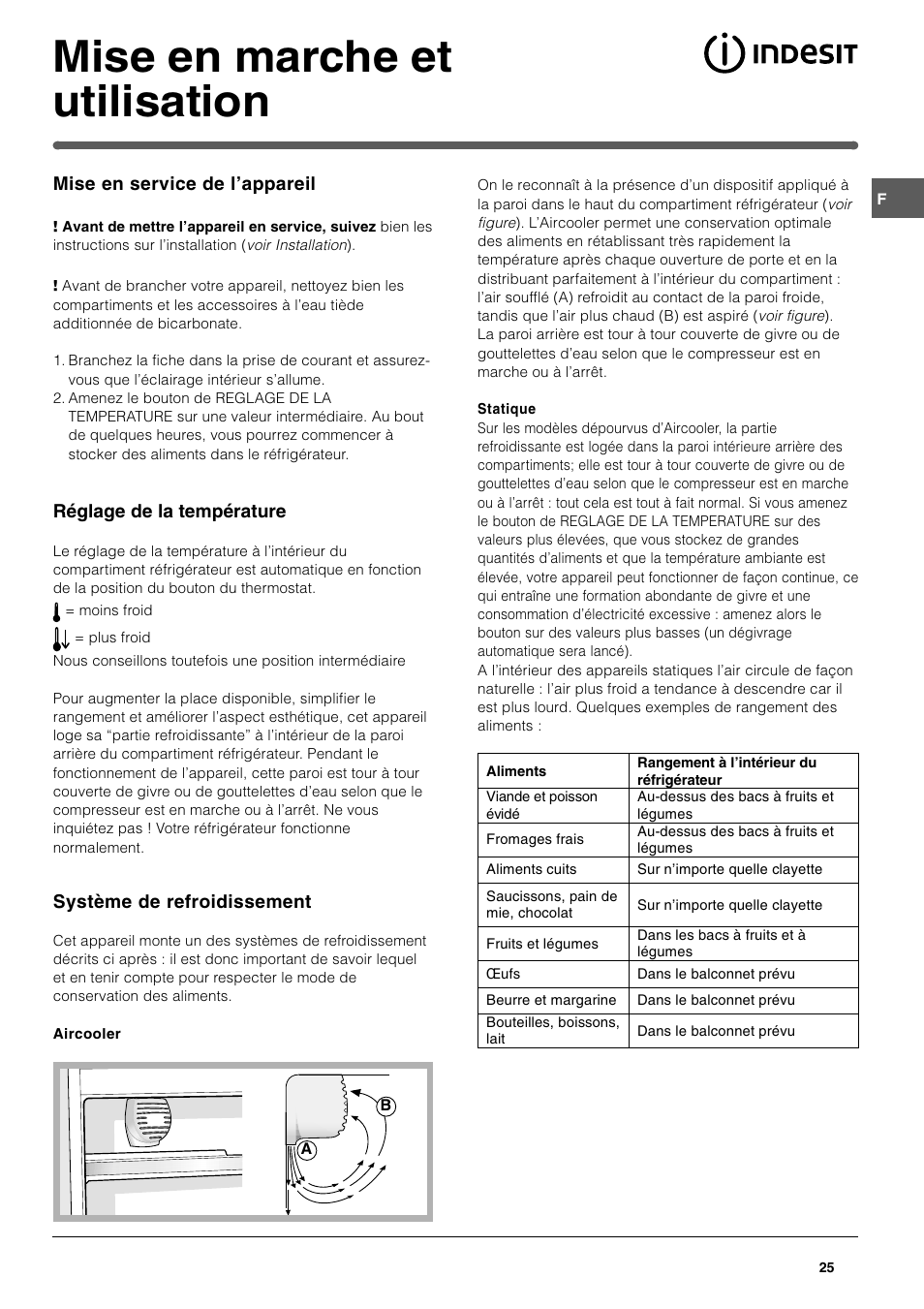 Mise en marche et utilisation | Indesit BAAN 12 User Manual | Page 25 / 72