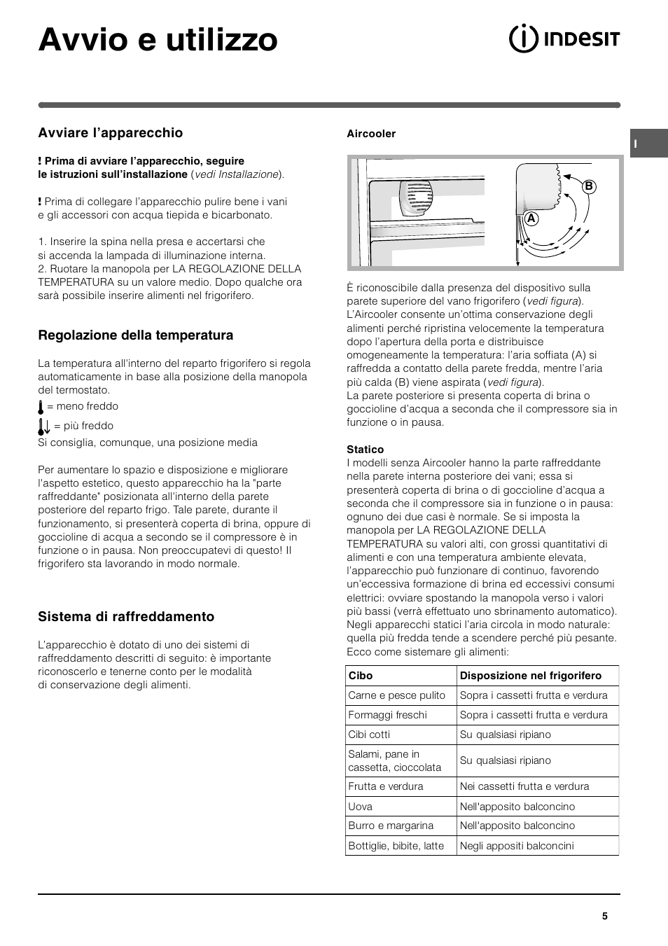 Avvio e utilizzo | Indesit BAAN 12 User Manual | Page 5 / 72