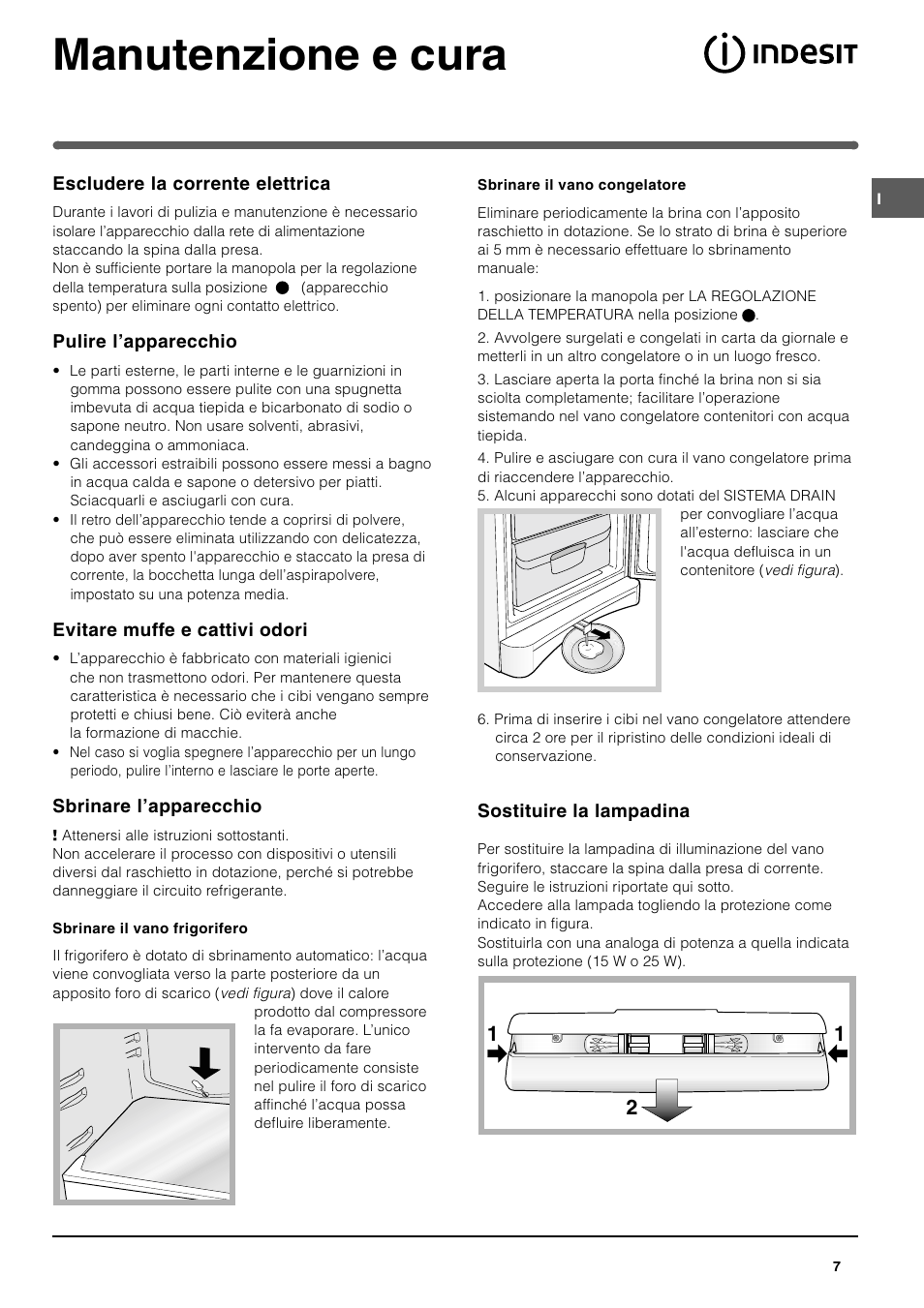 Manutenzione e cura | Indesit BAAN 12 User Manual | Page 7 / 72