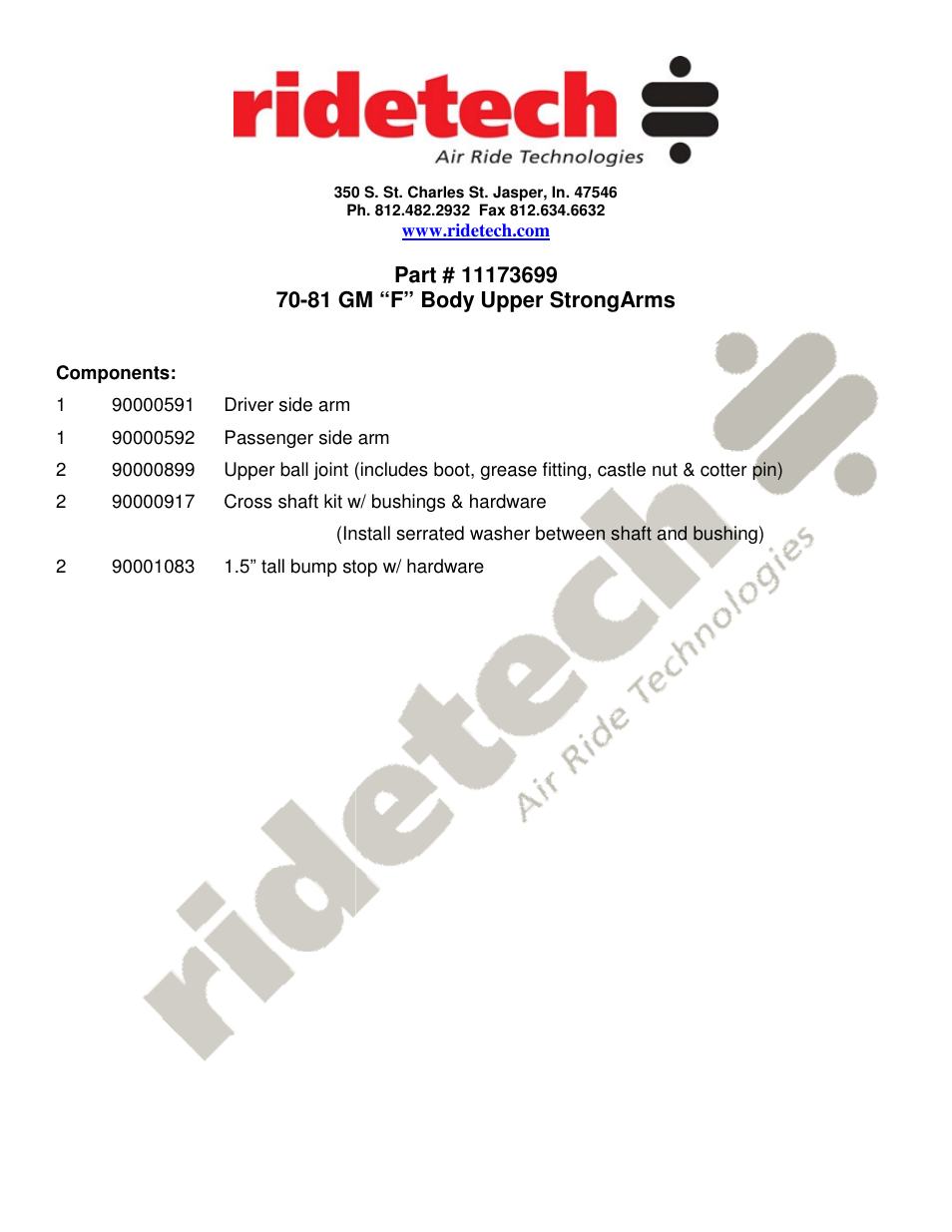 Ridetech 11173699 User Manual | 3 pages