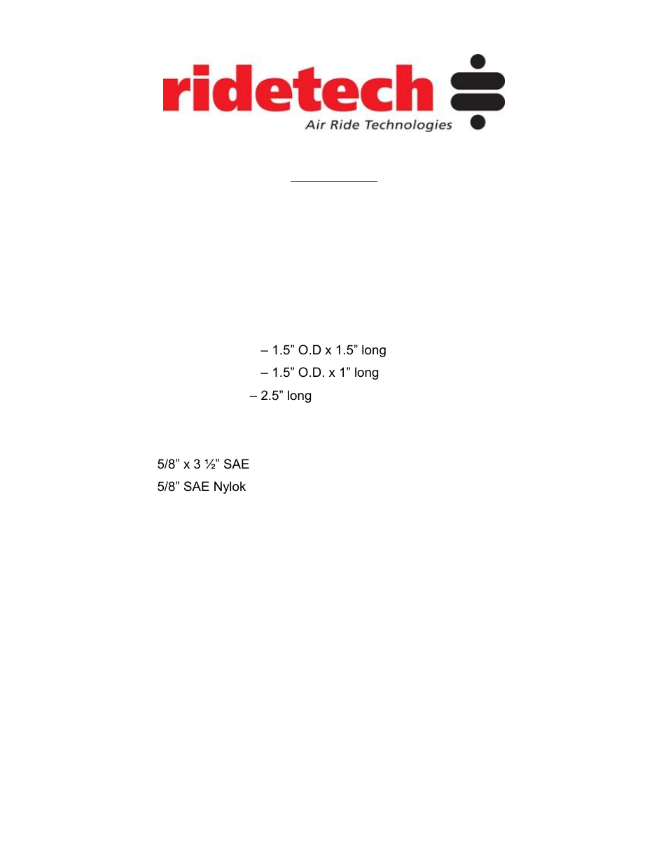 Ridetech 11054499 User Manual | 2 pages