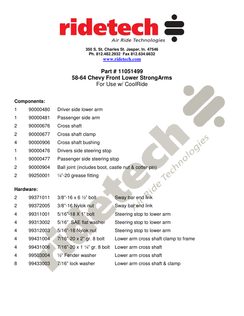 Ridetech 11051499 User Manual | 3 pages