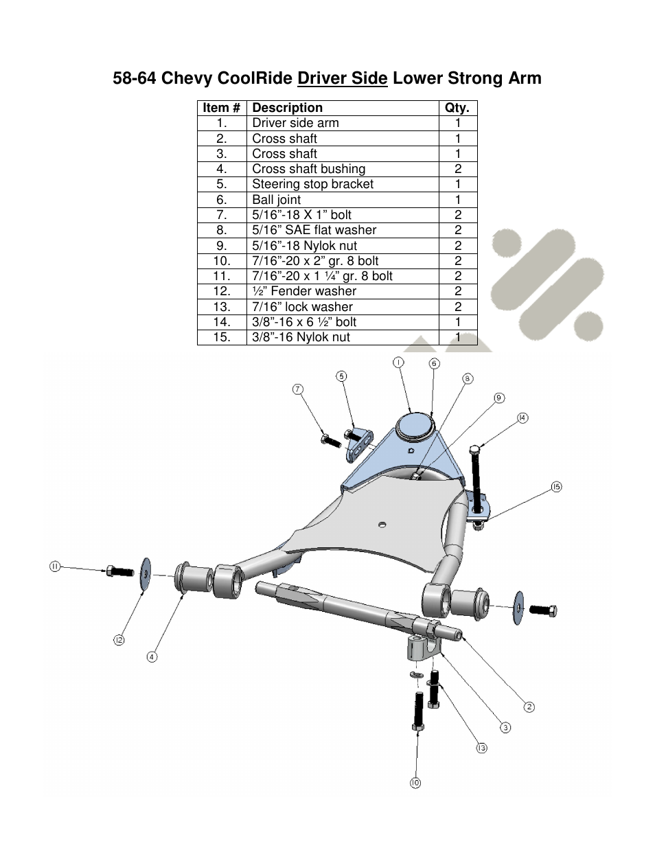 64 chevy coolride driver side lower strong arm | Ridetech 11051499 User Manual | Page 3 / 3