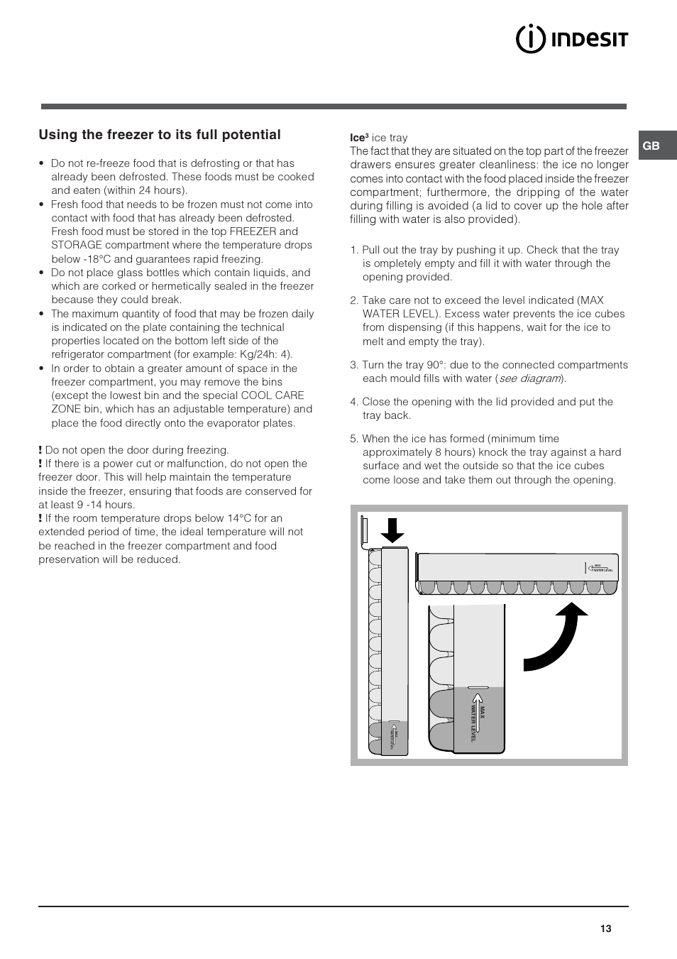 Using the freezer to its full potential | Indesit BAAAN 10 User Manual | Page 13 / 64