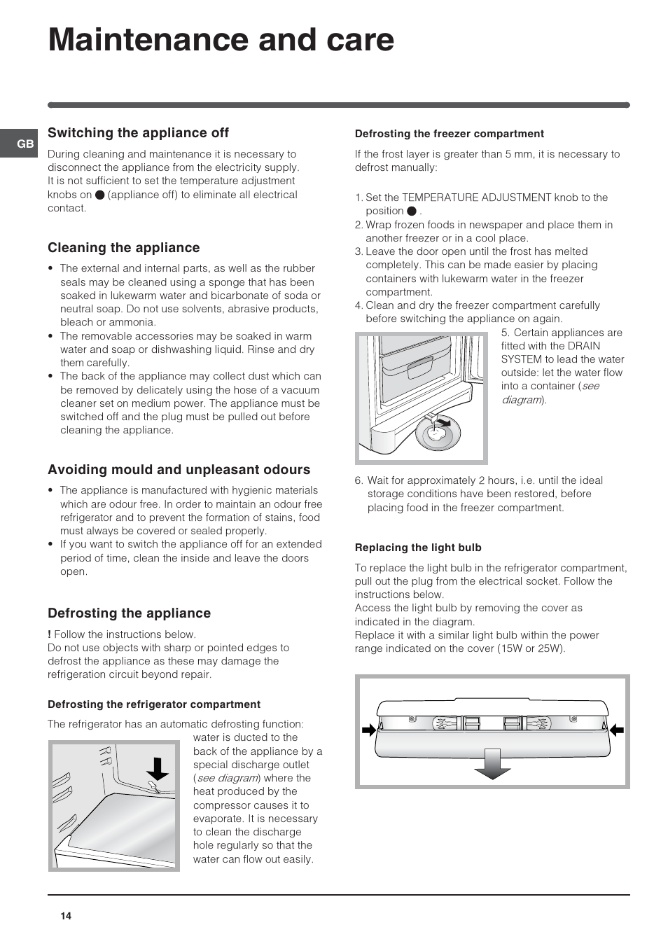 Maintenance and care | Indesit BAAAN 10 User Manual | Page 14 / 64