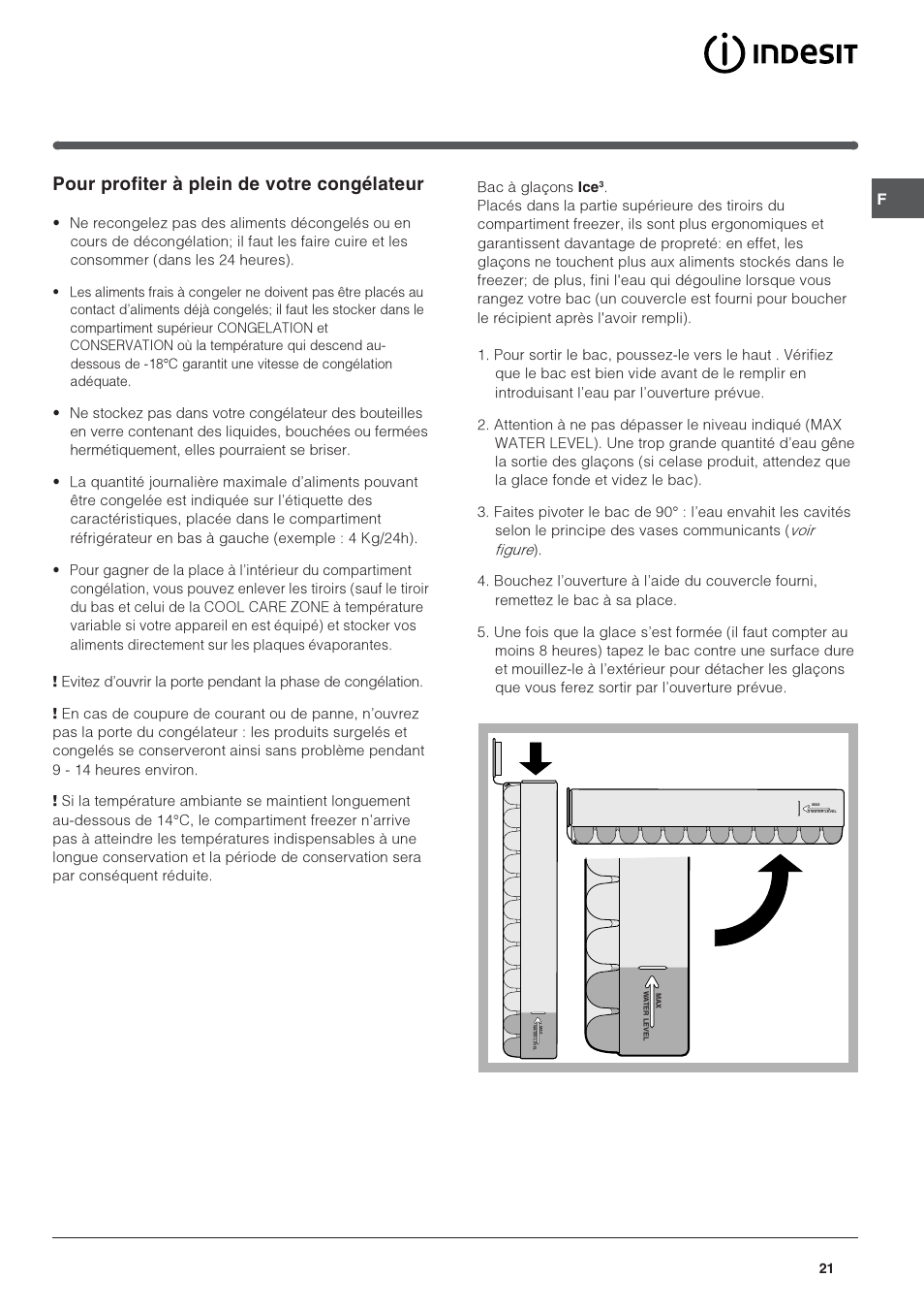 Pour profiter à plein de votre congélateur | Indesit BAAAN 10 User Manual | Page 21 / 64