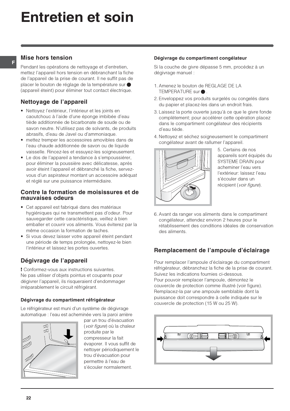 Entretien et soin | Indesit BAAAN 10 User Manual | Page 22 / 64