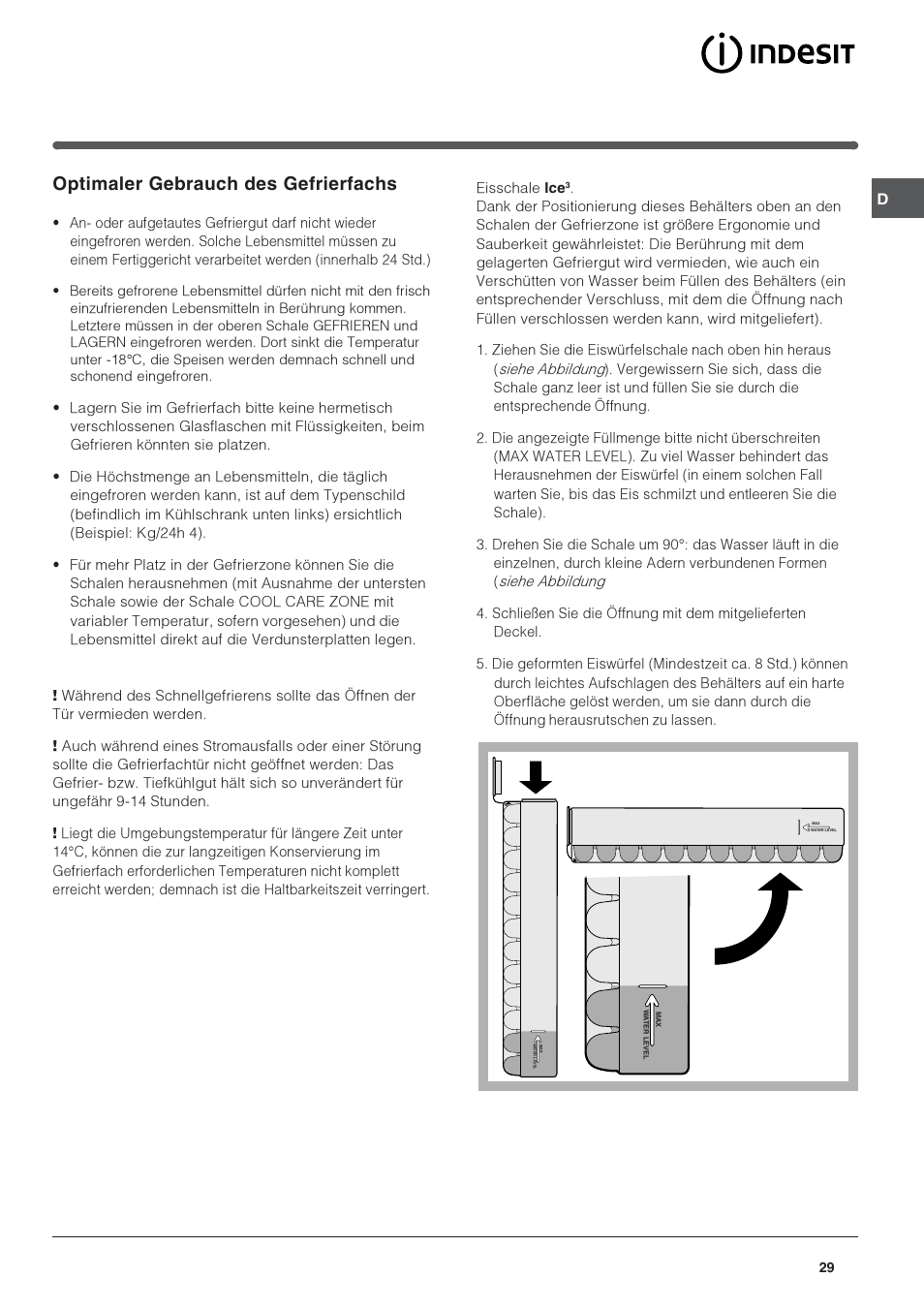 Optimaler gebrauch des gefrierfachs | Indesit BAAAN 10 User Manual | Page 29 / 64