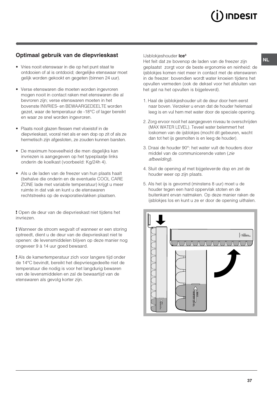 Optimaal gebruik van de diepvrieskast | Indesit BAAAN 10 User Manual | Page 37 / 64