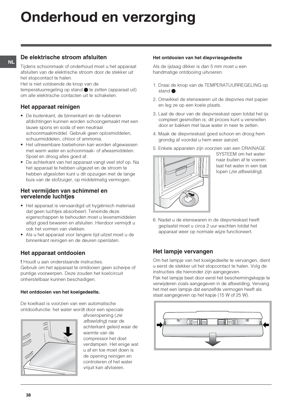 Onderhoud en verzorging | Indesit BAAAN 10 User Manual | Page 38 / 64