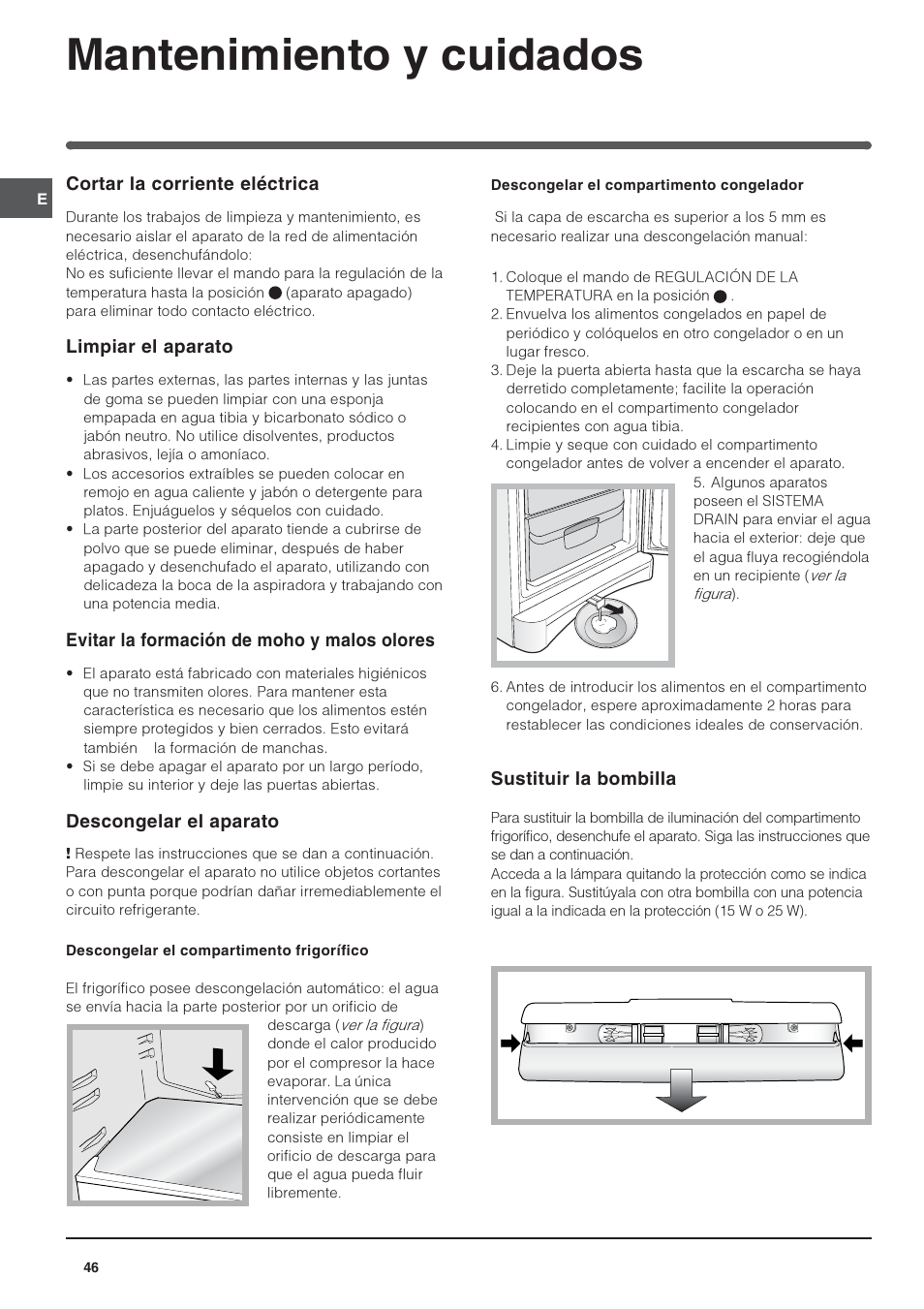 Mantenimiento y cuidados | Indesit BAAAN 10 User Manual | Page 46 / 64