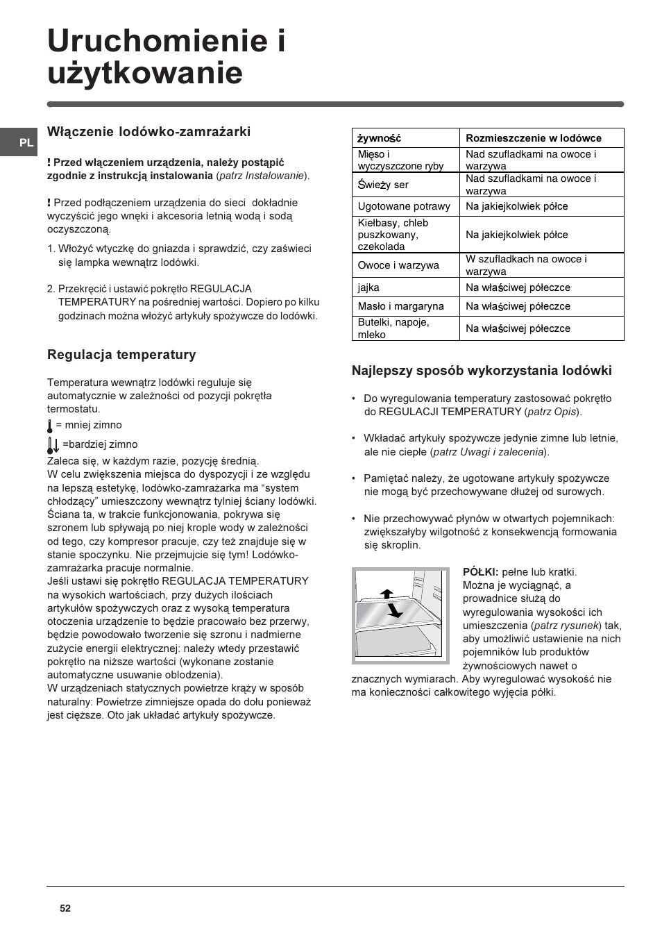 Uruchomienie i u¿ytkowanie | Indesit BAAAN 10 User Manual | Page 52 / 64