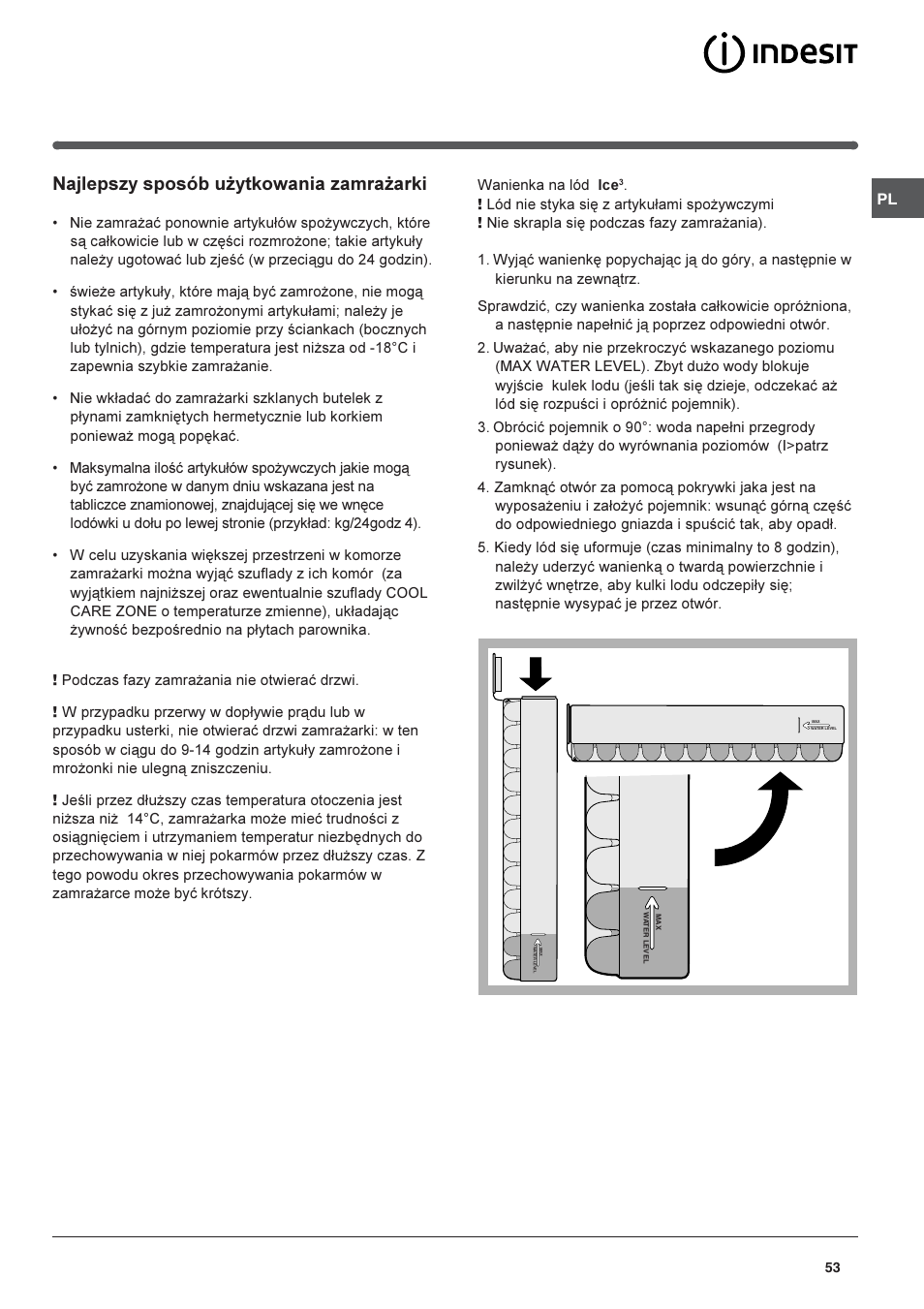 Najlepszy sposób u¿ytkowania zamra¿arki | Indesit BAAAN 10 User Manual | Page 53 / 64