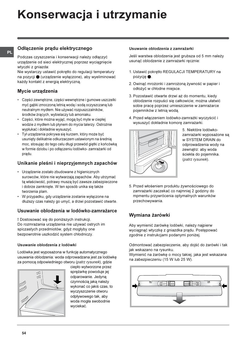 Konserwacja i utrzymanie | Indesit BAAAN 10 User Manual | Page 54 / 64