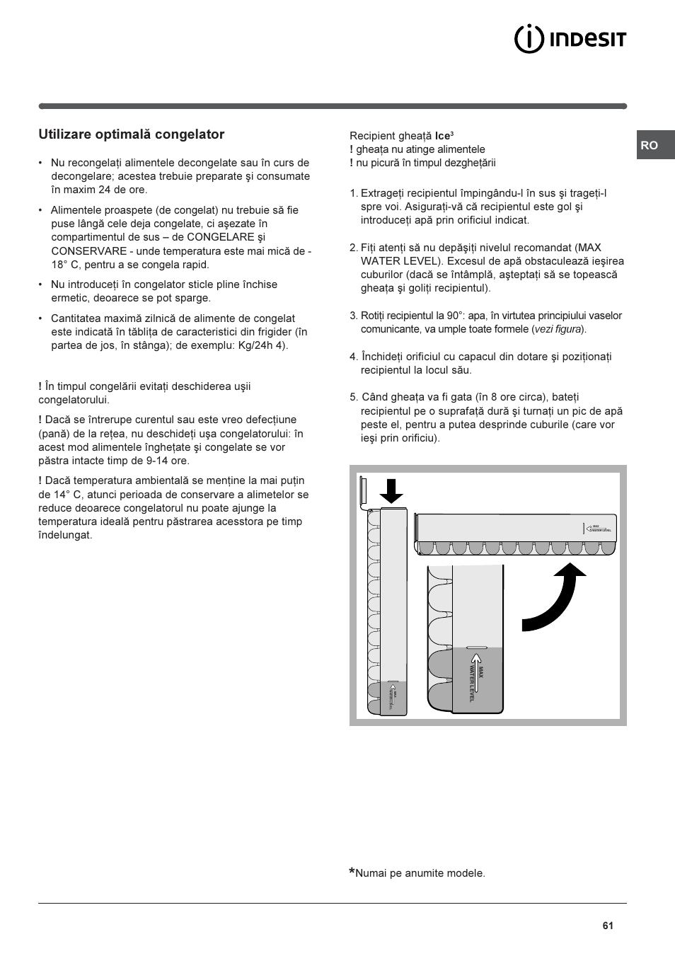 Utilizare optimalã congelator | Indesit BAAAN 10 User Manual | Page 61 / 64