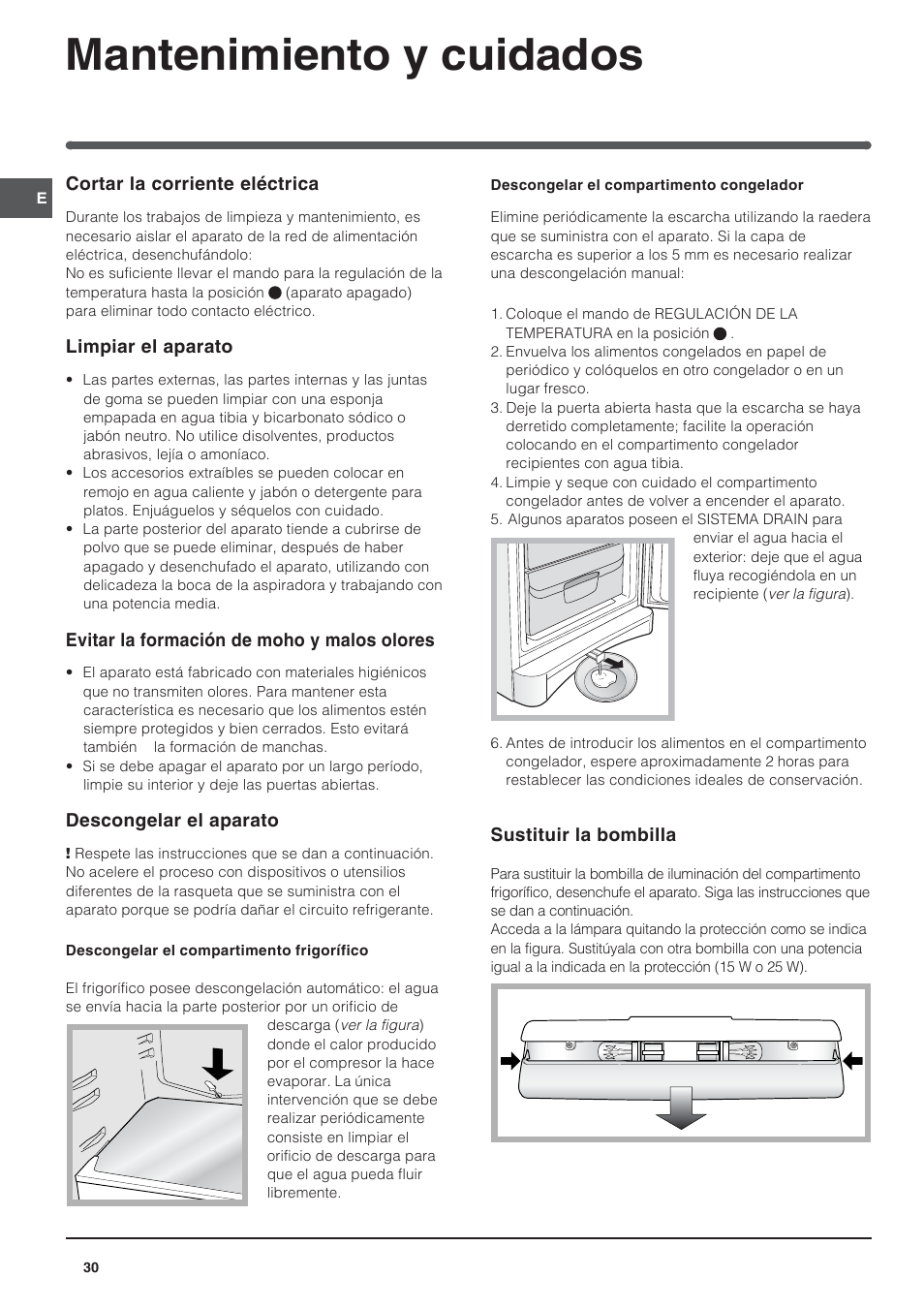 Mantenimiento y cuidados | Indesit BAAAN 12 User Manual | Page 30 / 72