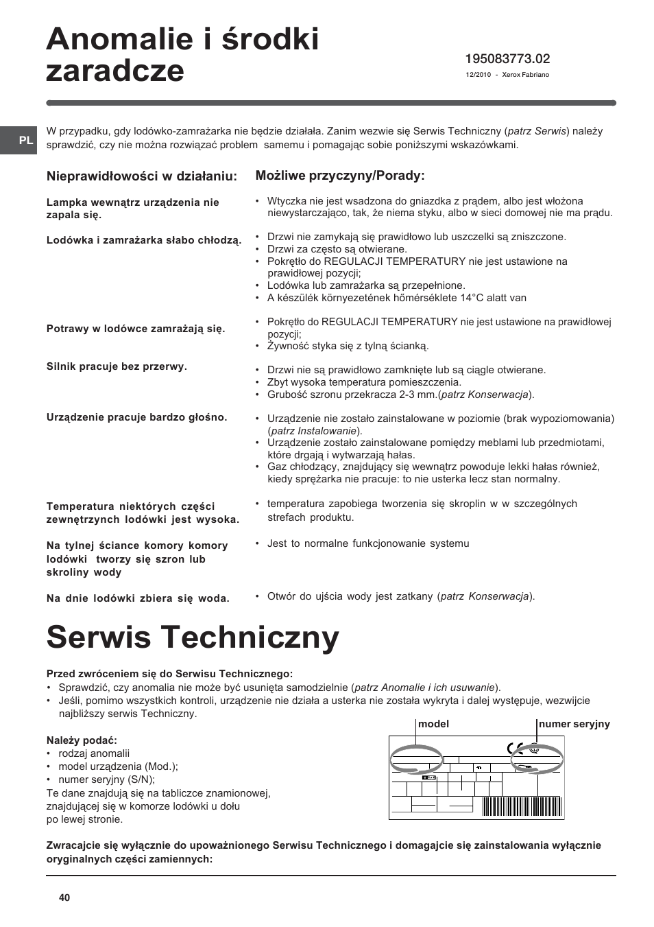 Indesit BAAAN 12 User Manual | Page 40 / 72