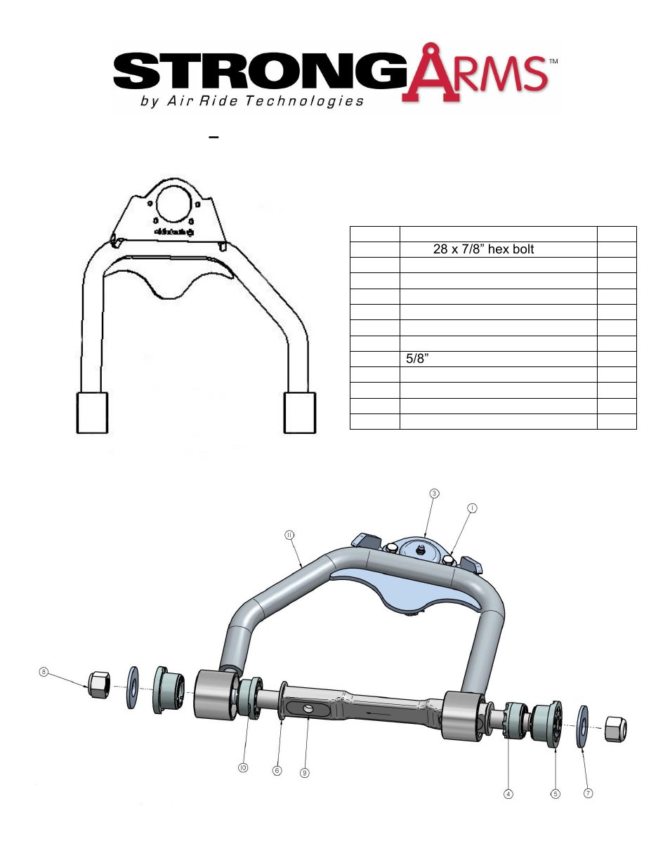 Driver side – bottom view, Drivers strongarm | Ridetech 11230109 User Manual | Page 11 / 23