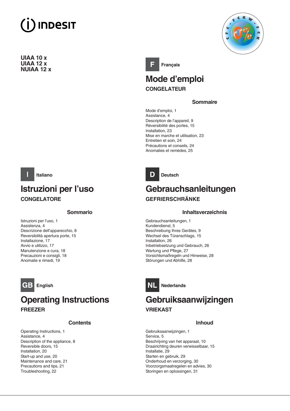 Indesit UIAA 10 User Manual | 60 pages