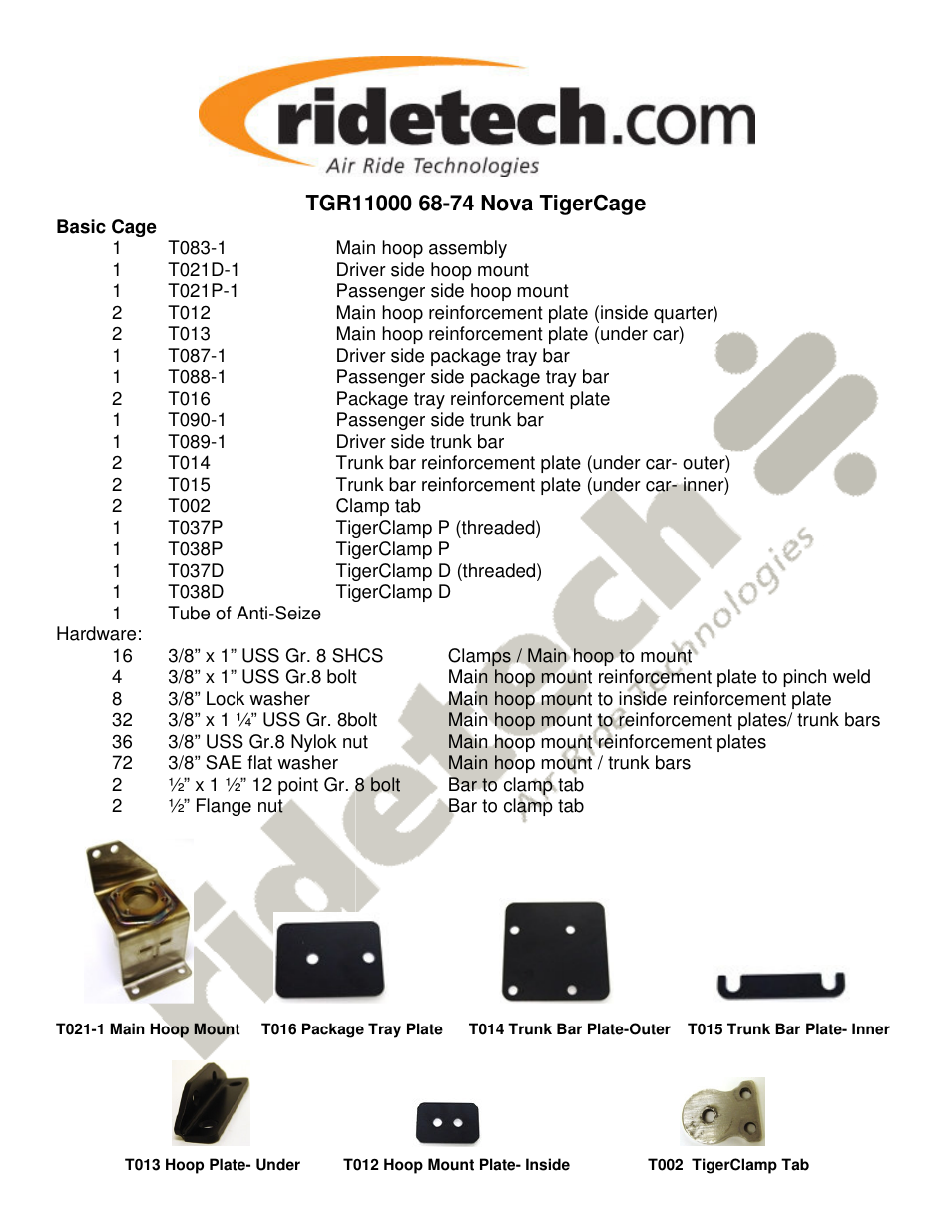 Ridetech 41260000 User Manual | 7 pages