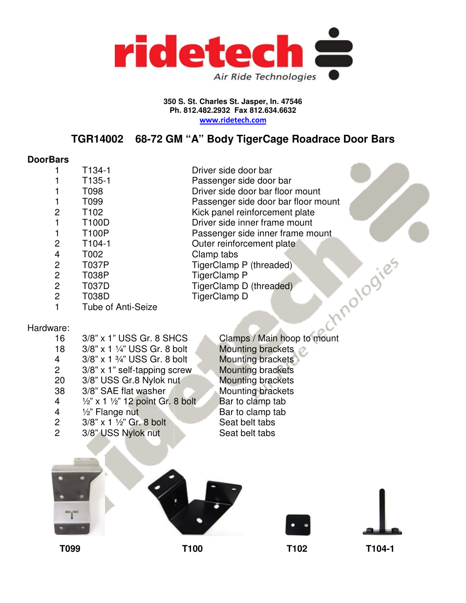 Ridetech 41242000 User Manual | 4 pages