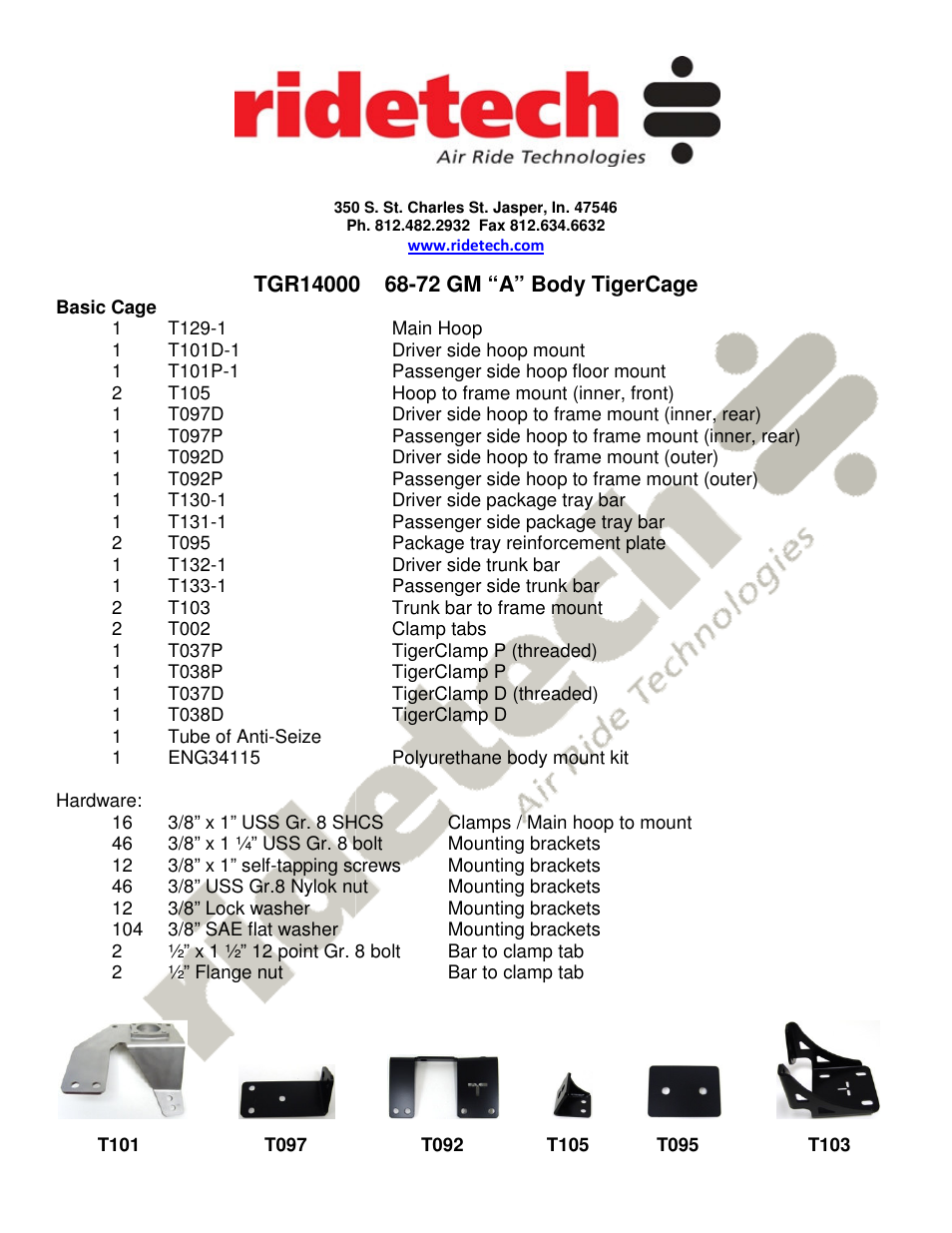 Ridetech 41240000 User Manual | 6 pages