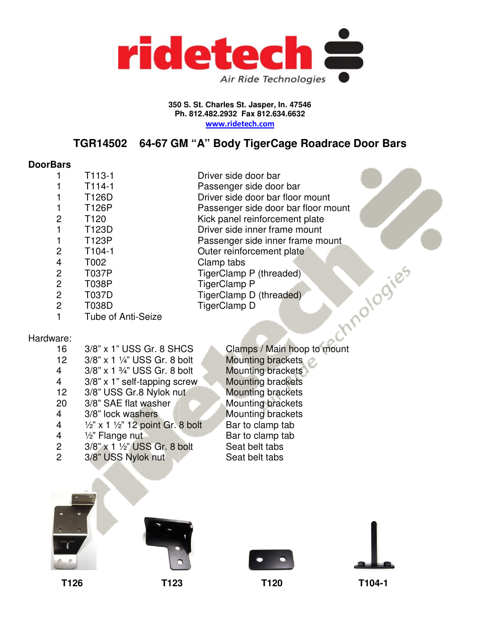 Ridetech 41232000 User Manual | 5 pages