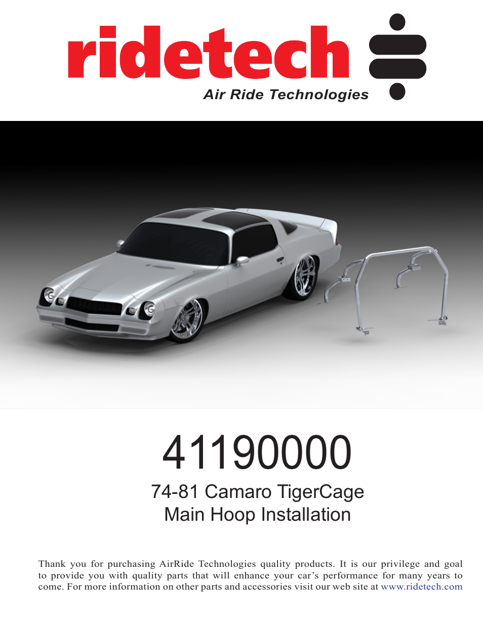 Ridetech 41190000 User Manual | 15 pages