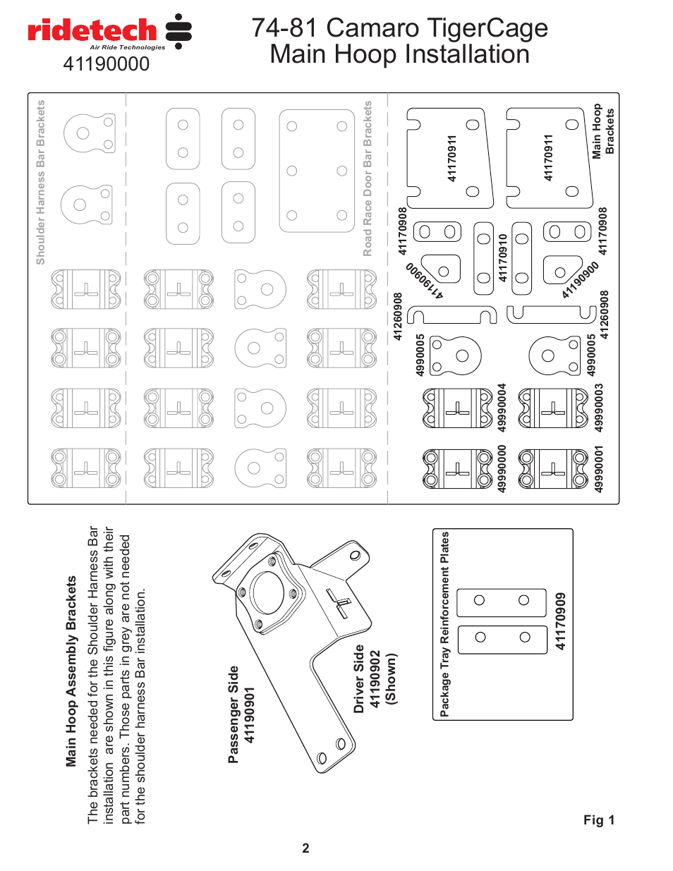 81 camaro tigercage main hoop installation | Ridetech 41190000 User Manual | Page 4 / 15