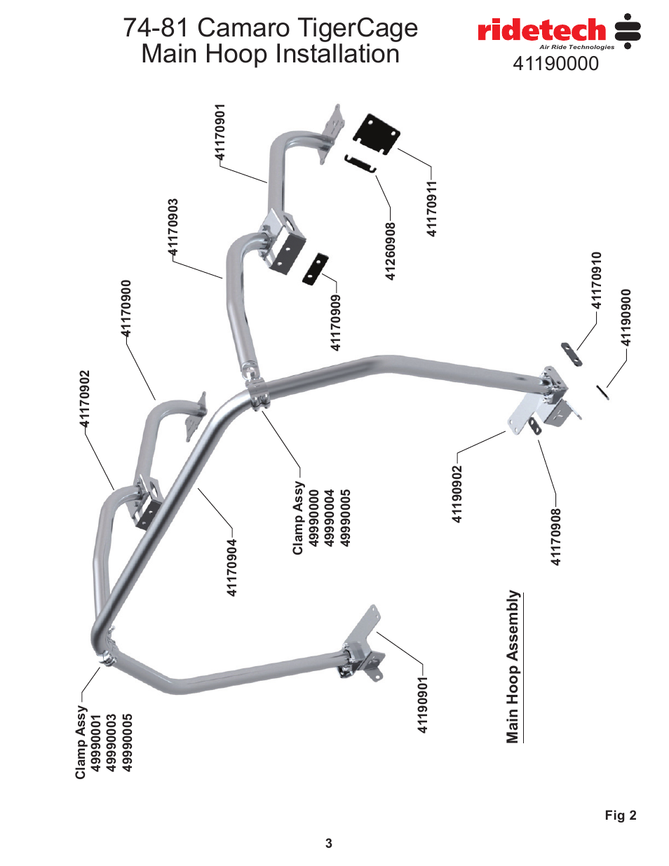 81 camaro tigercage main hoop installation | Ridetech 41190000 User Manual | Page 5 / 15
